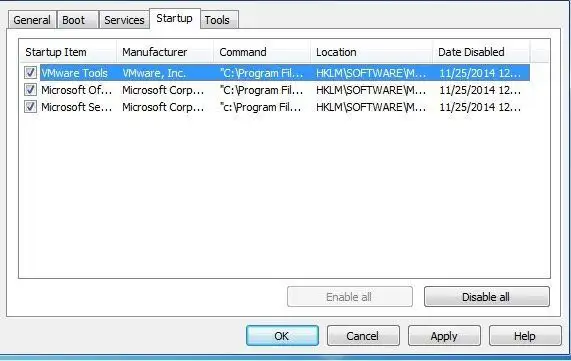 tab khởi động msconfig