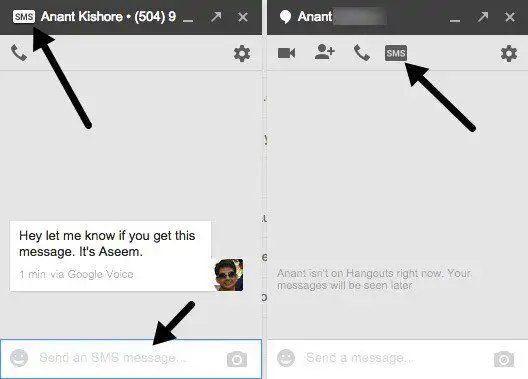 gửi sms google thoại