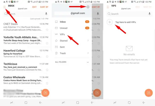 Người gửi Samsung Mail VIP