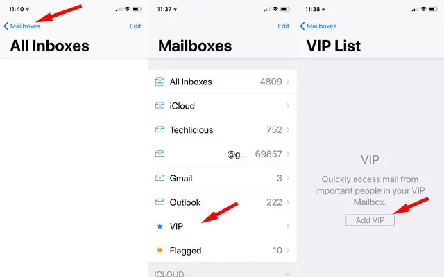 Danh sách VIP của ứng dụng thư