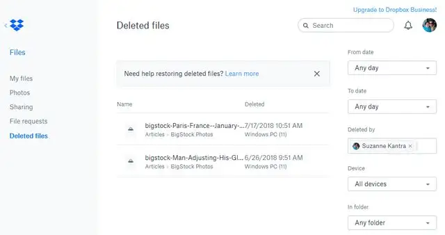 Dropbox đã xóa ảnh
