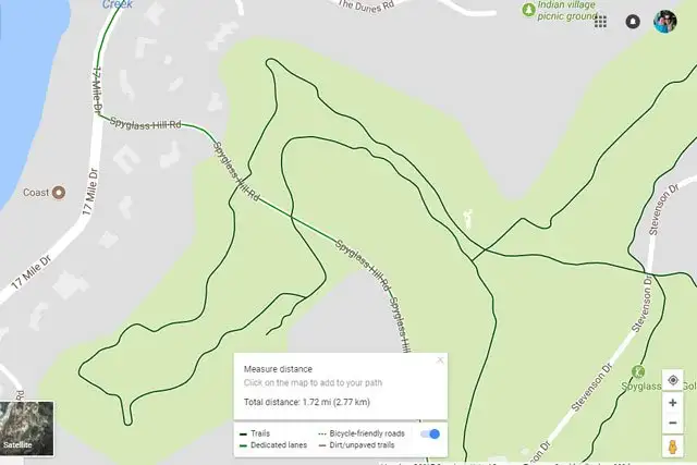 Google Maps: đường mòn