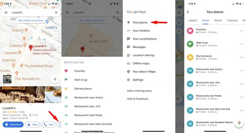 Google Maps: lưu vị trí