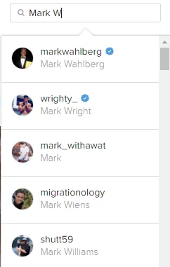 tìm kiếm tên instagram