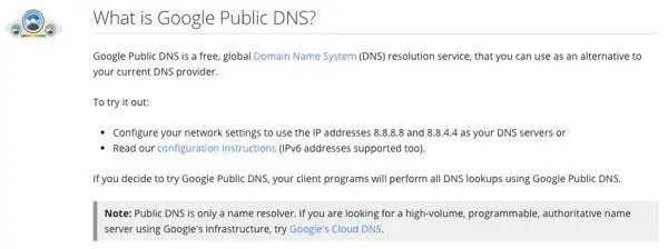 dns công khai của google