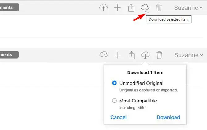 Cách chọn độ phân giải khi tải xuống từ iCloud