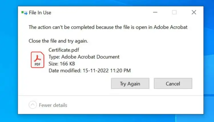 Cách khắc phục lỗi Windows "Không thể hoàn thành hành động vì tệp đang mở"
